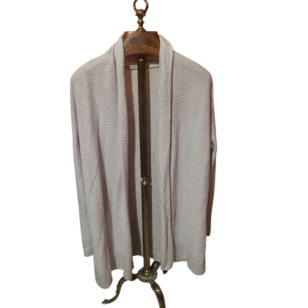 Gap Wool Blend Open Front Long Cream Knit Cardigan Lagenlook Size XL
